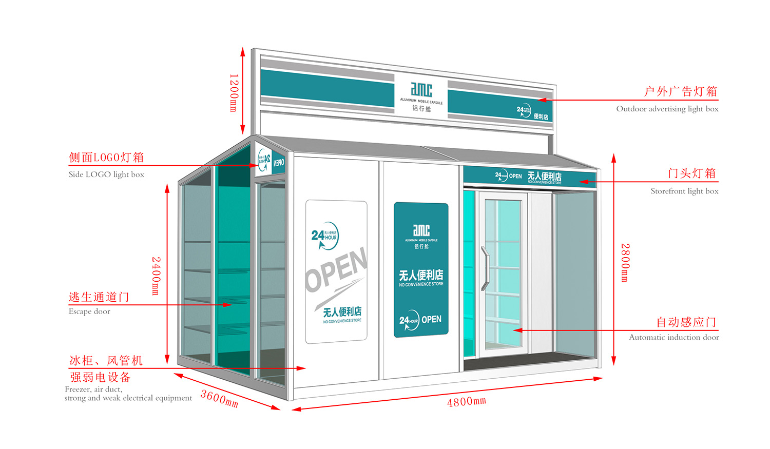 Wholesale Discount Aluminum Exterior Doors For House -
 Mobile Shops – AMC BOX